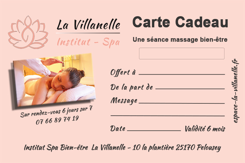 Carte Cadeau Institut Spa Bien-Etre La Villanelle